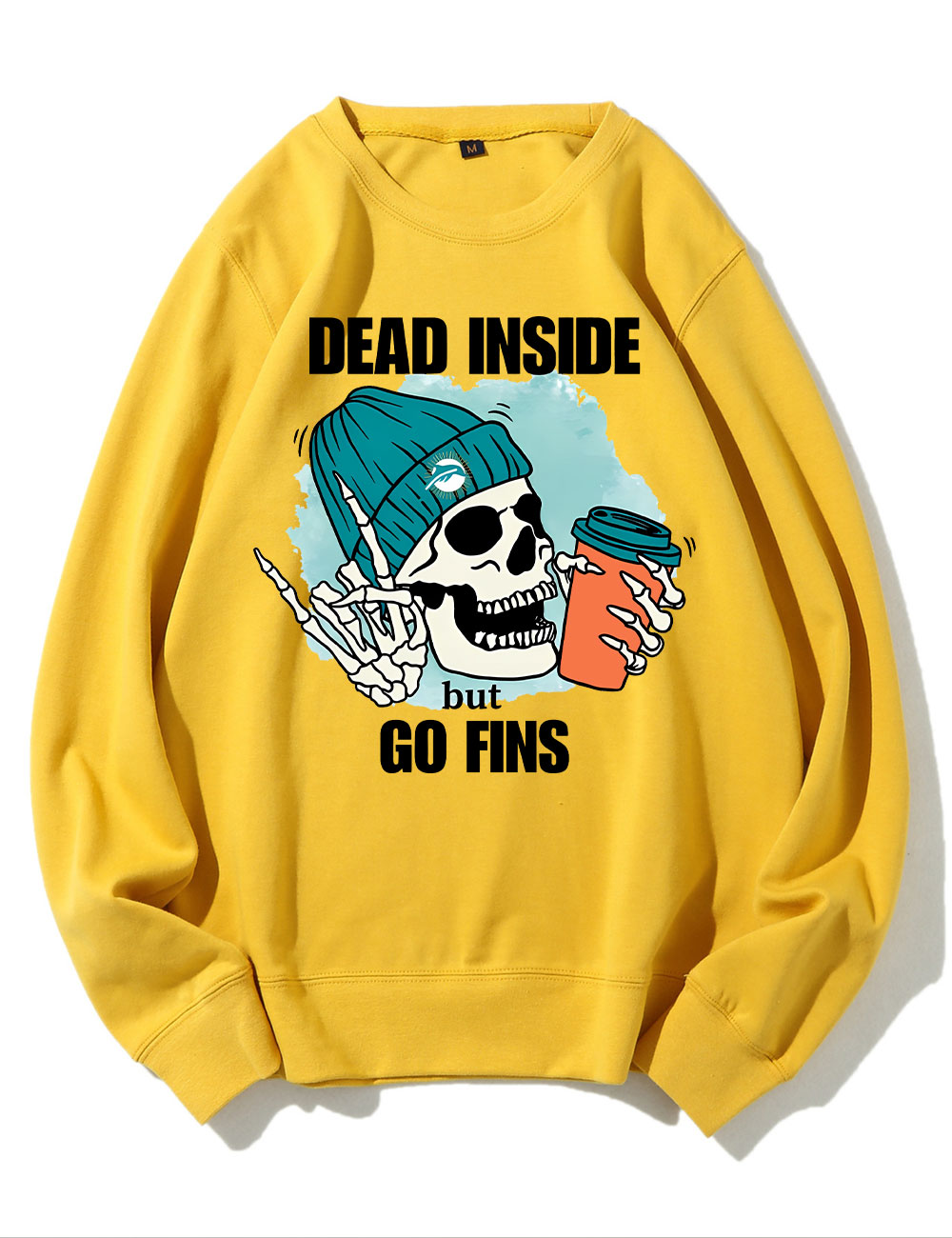 Dead Inside But Go Fins Miami Skeleton Football Sweatshirt
