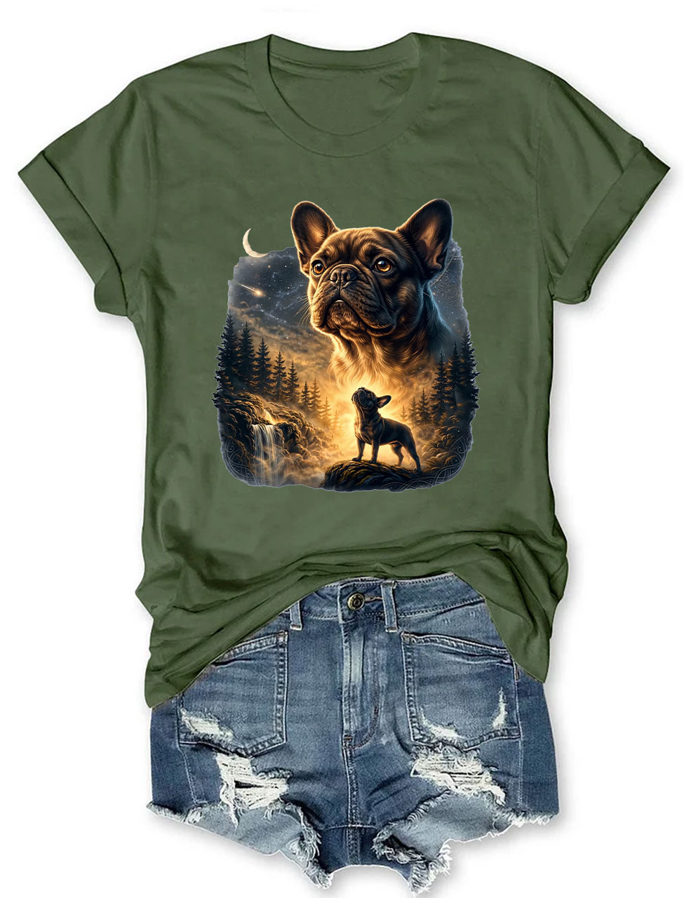 French Bulldog Howling Moon T-shirt