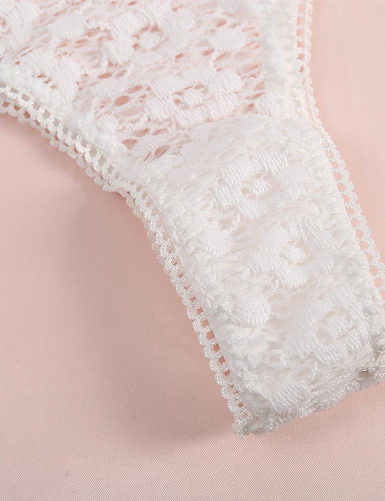 Ruffled Lace Up Bra & Panty Set