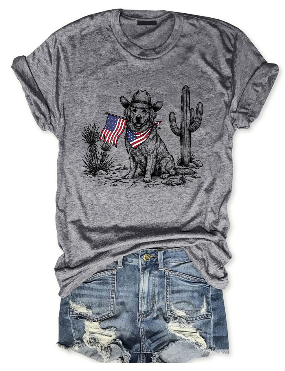 4th of July Vintage Americana Golden Retriever T-shirt
