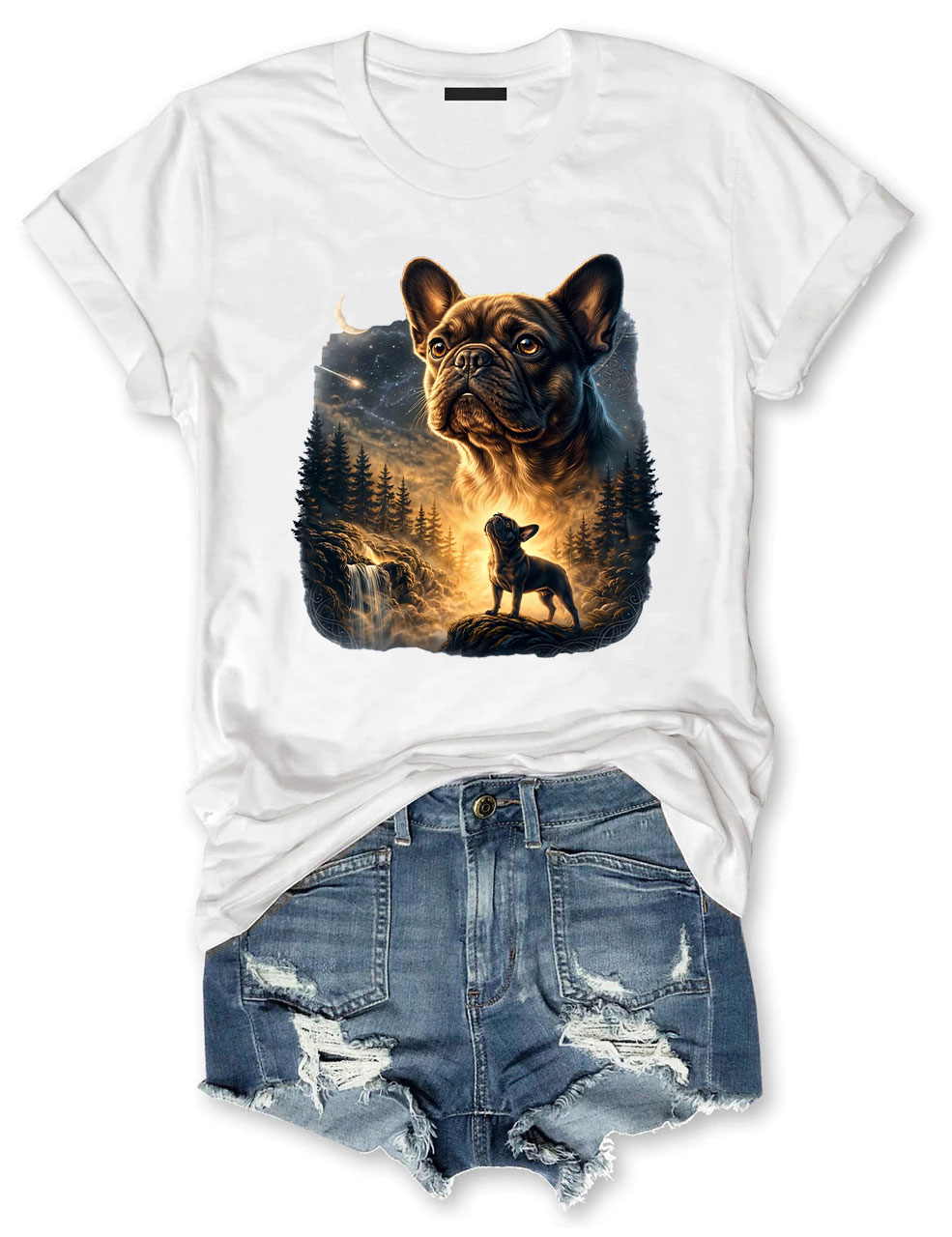 French Bulldog Howling Moon T-shirt