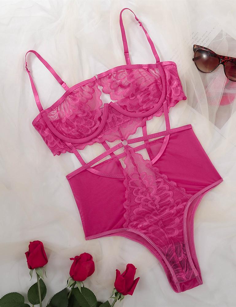 Lace Hollow Out Push Up Bodysuit