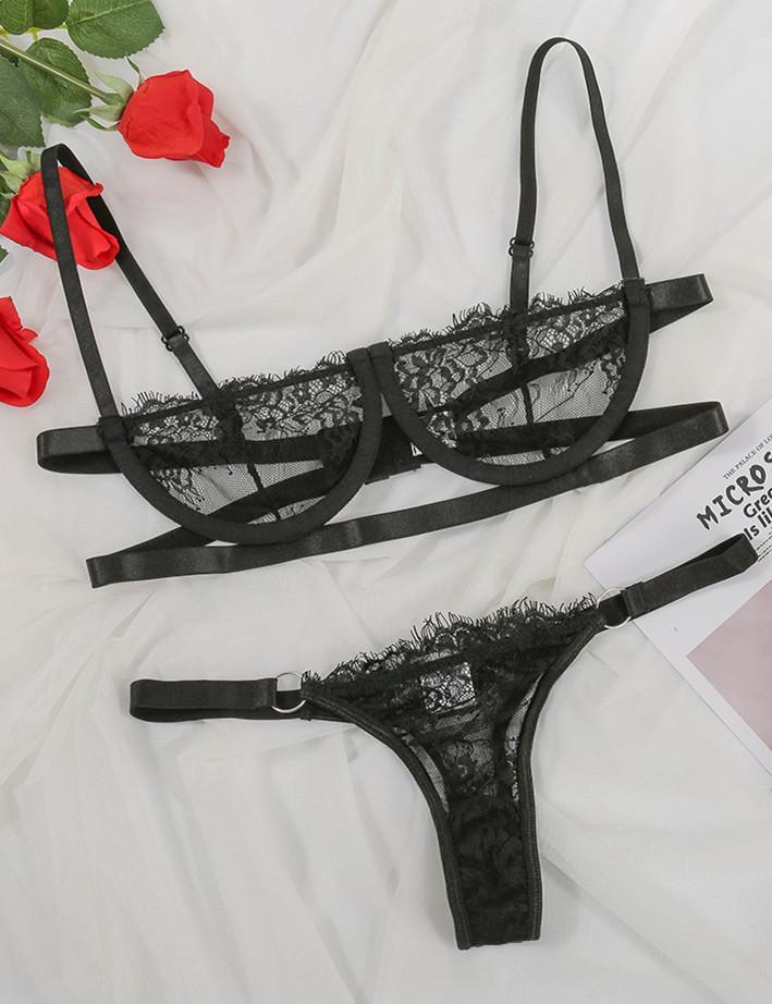 Lace 1/2 Cup Bra & Panty Set