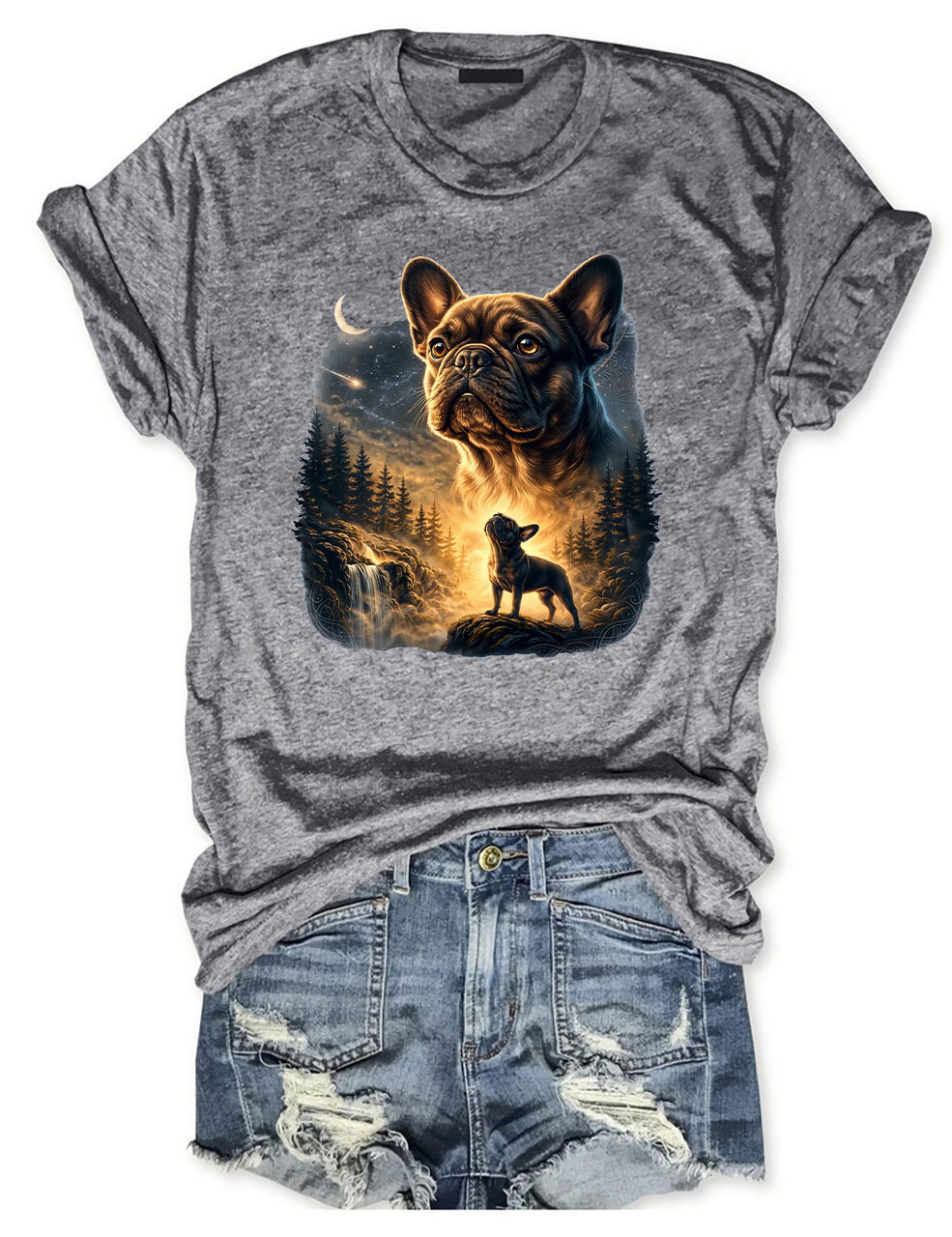 French Bulldog Howling Moon T-shirt
