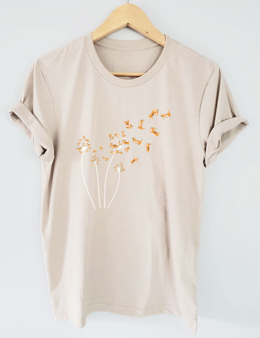 Dandelion Corgi Flower T-shirt