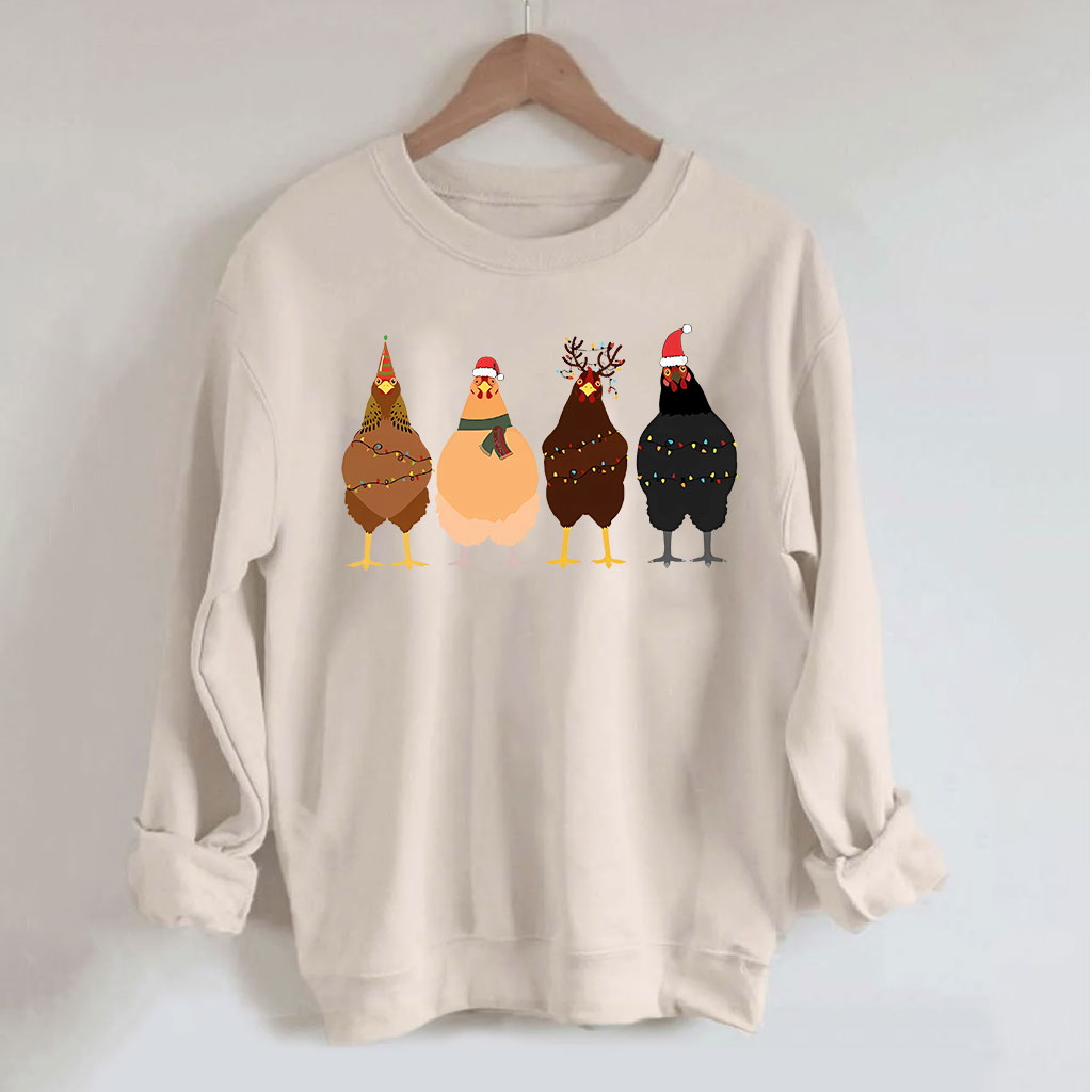 ??ute Christmas Chickens Sweatshirt
