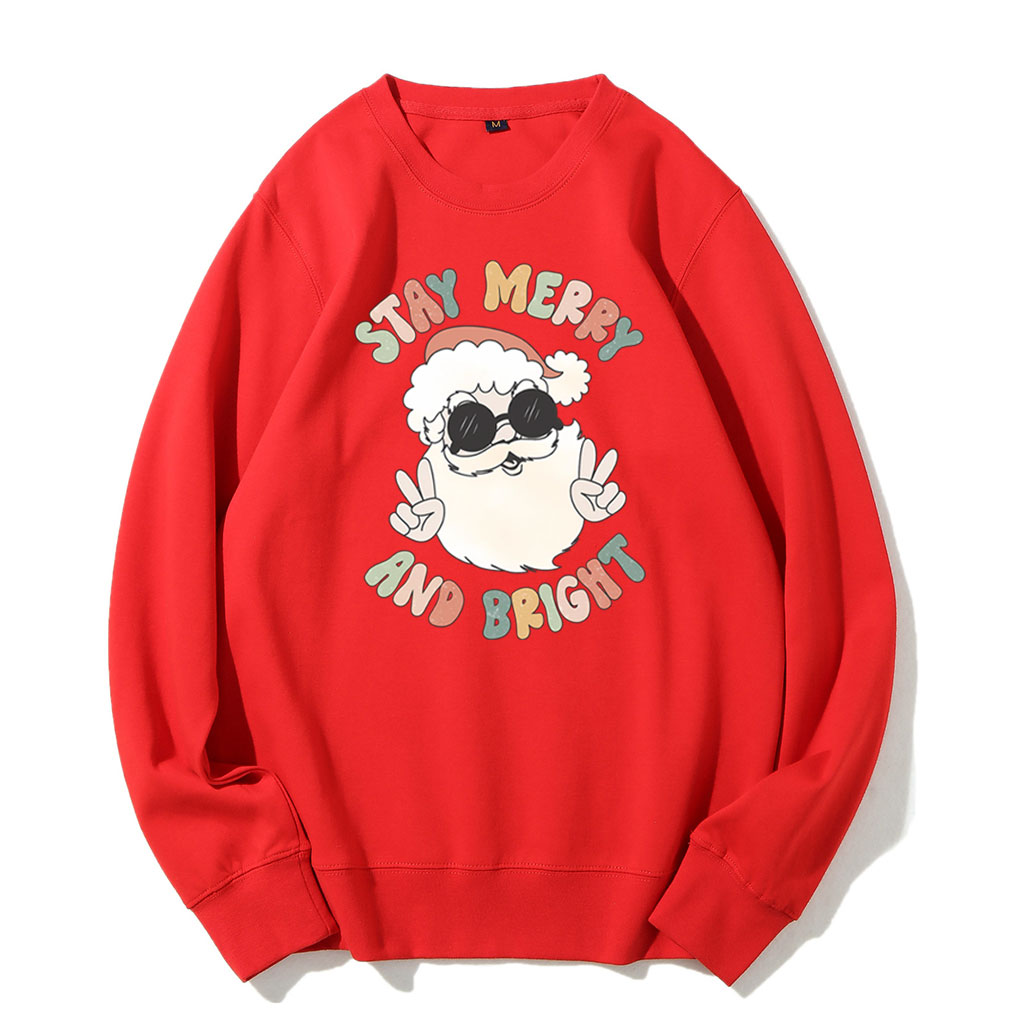 Retro Merry and Bright Santa Christmas Sweatshirt