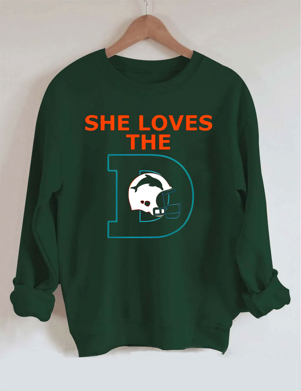 She Loves The Dolphins Football Sweatshirt