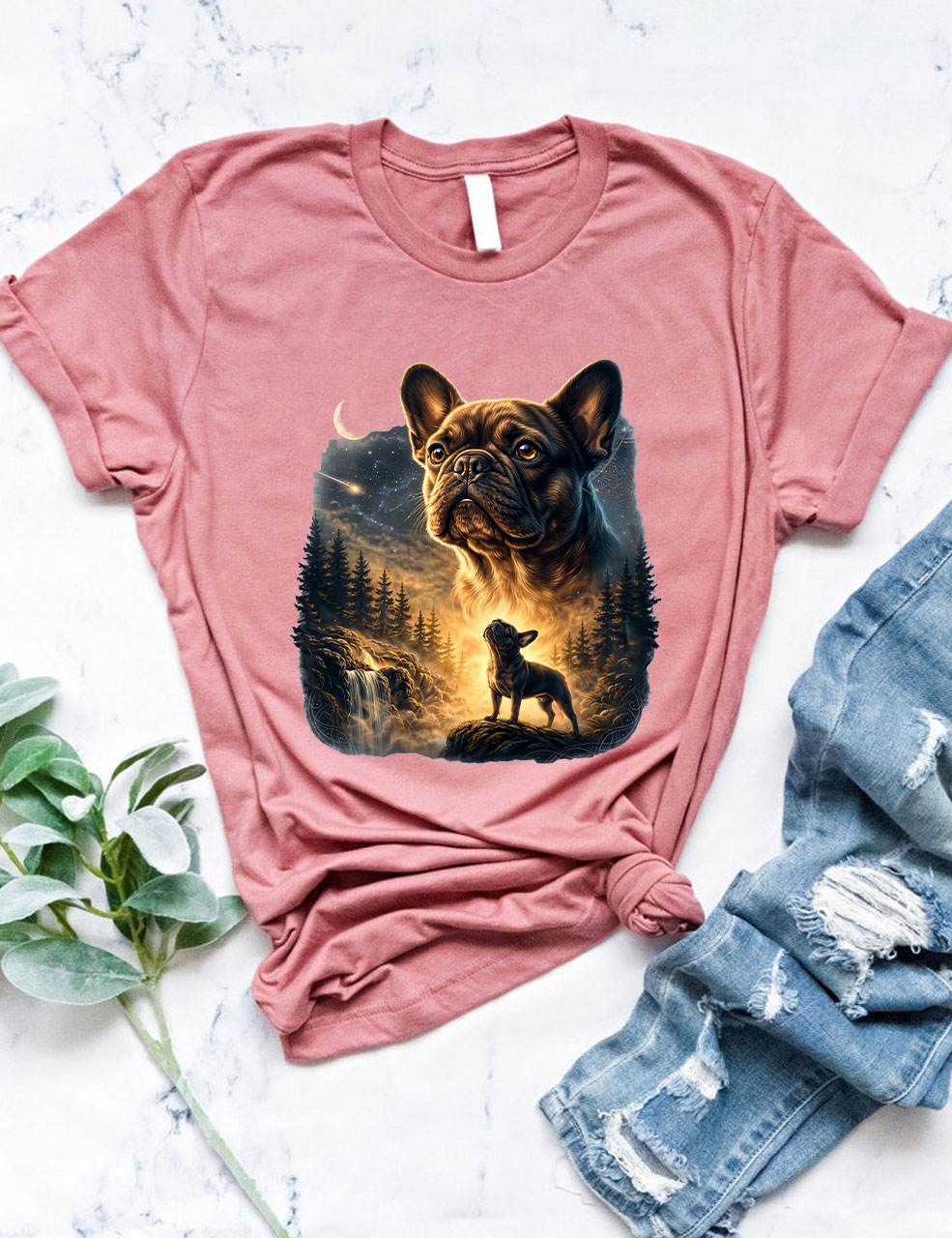 French Bulldog Howling Moon T-shirt