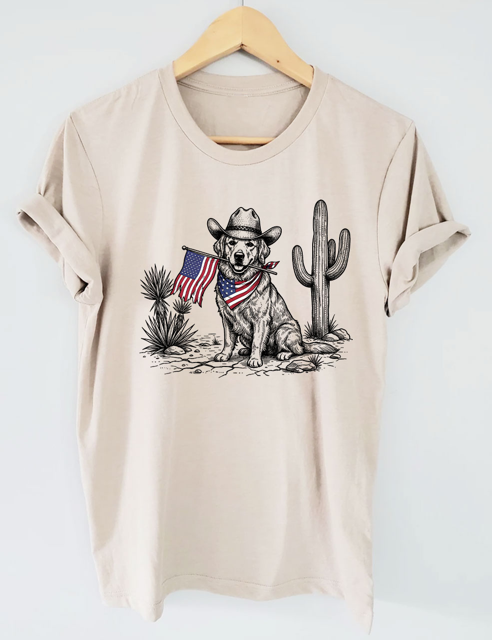 4th of July Vintage Americana Golden Retriever T-shirt