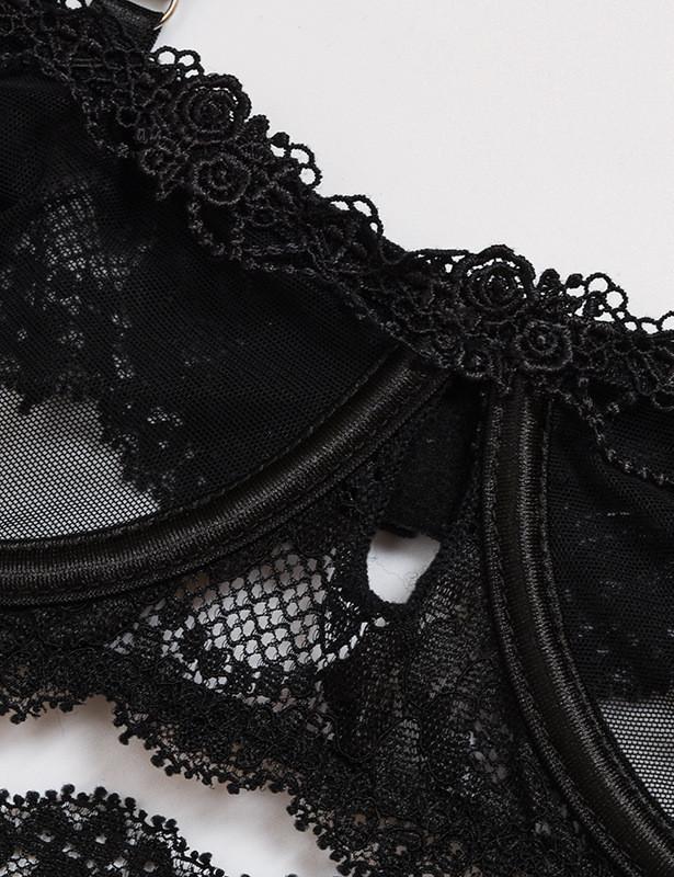 Lace Bandage Garter Bra & Panties Set
