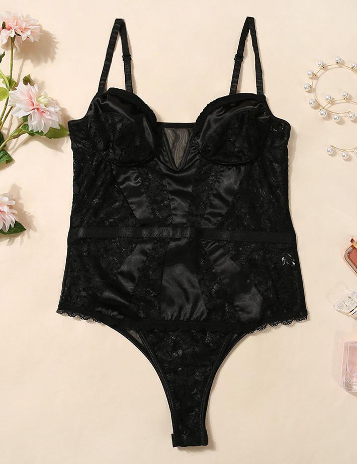 Floral Lace Splicing Bodysuit