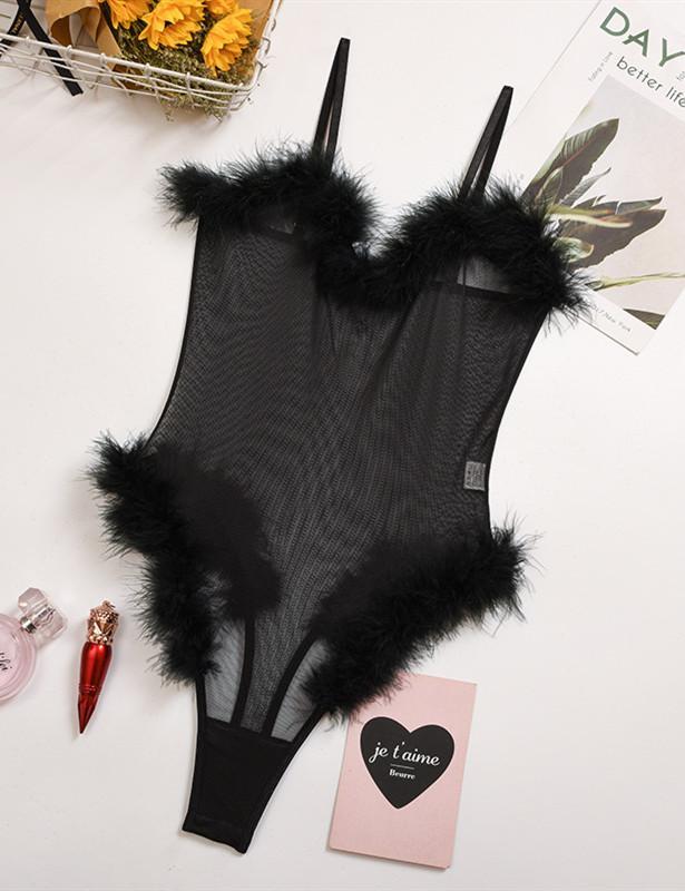 Marabou Feather Mesh Teddy