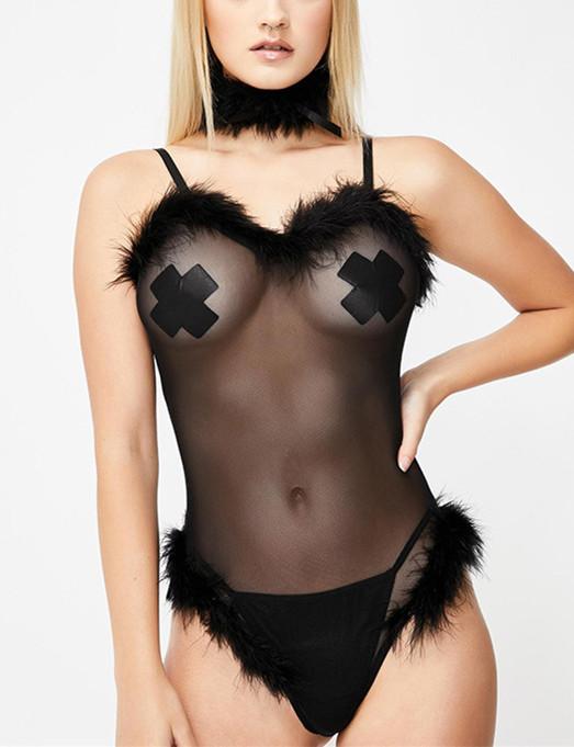 Marabou Feather Mesh Teddy