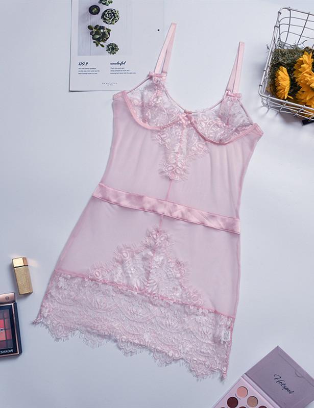 Lace Mesh Hollow Out Lingerie Dress