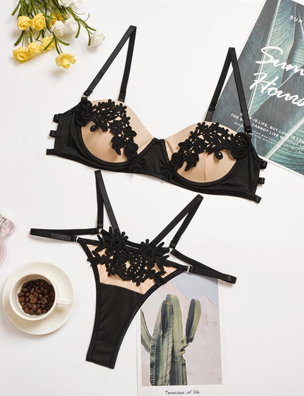 Lace Bandage Push Up Bra & Panty Set