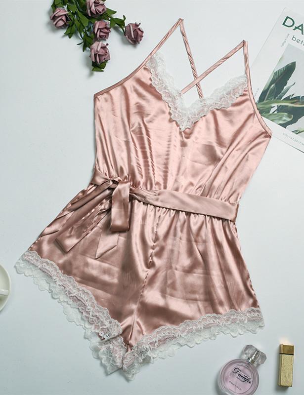 Lace Satin Spaghetti Strap Sleepwear