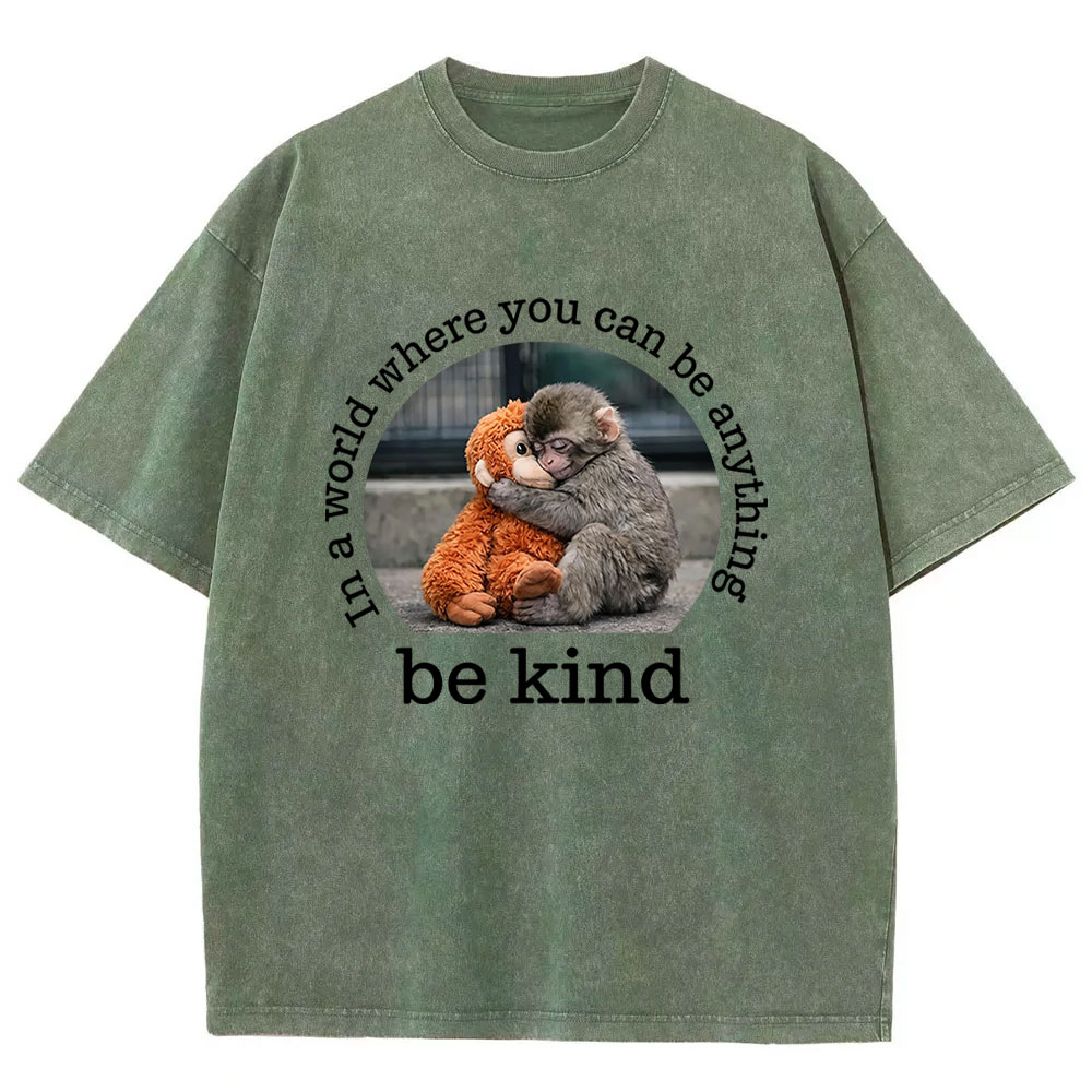 Baby Monkey Punch with Plush Toy Washed T-shirt