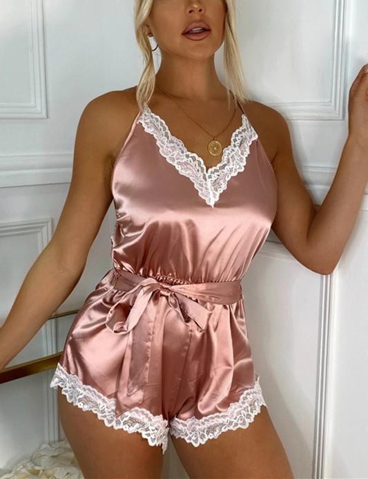 Lace Satin Spaghetti Strap Sleepwear