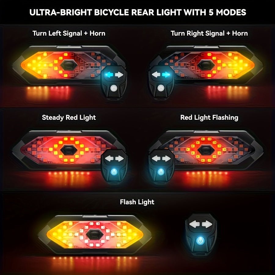 1pc Bicycle Turn Signal Tail Light, LED Bicycle Light with USB Charging, Cycling Accessory, Bicycle Rear Light
