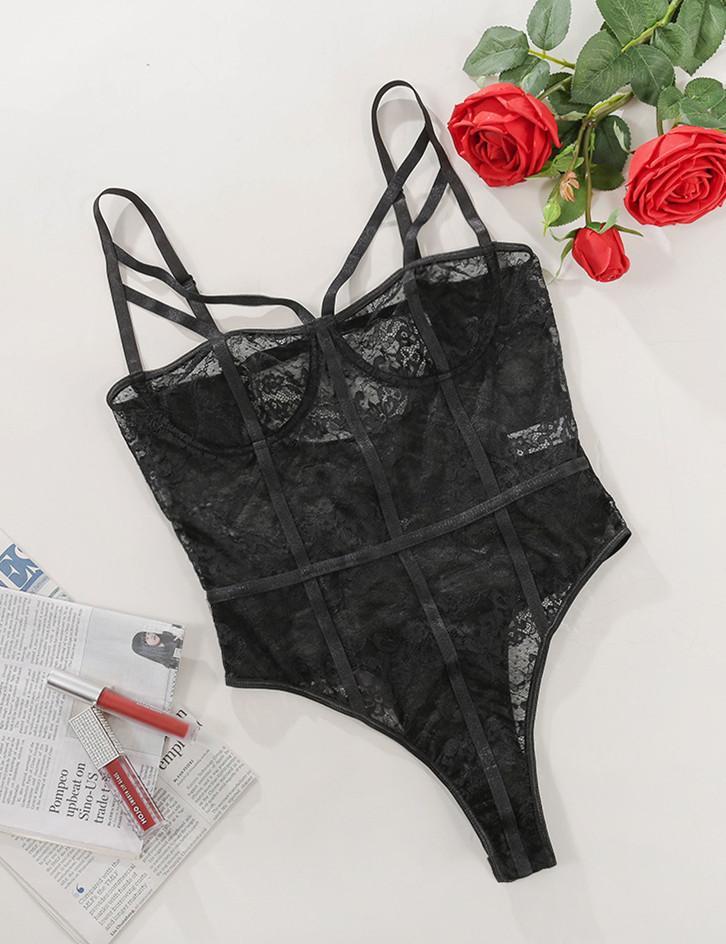 Floral Lace Bandage Bodysuit