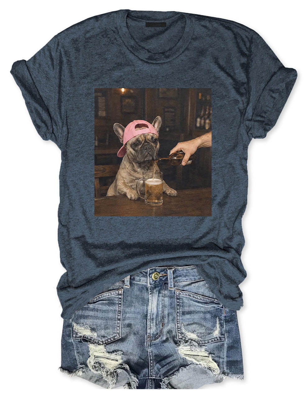Stylish Funny French Bulldog Beer T-shirt
