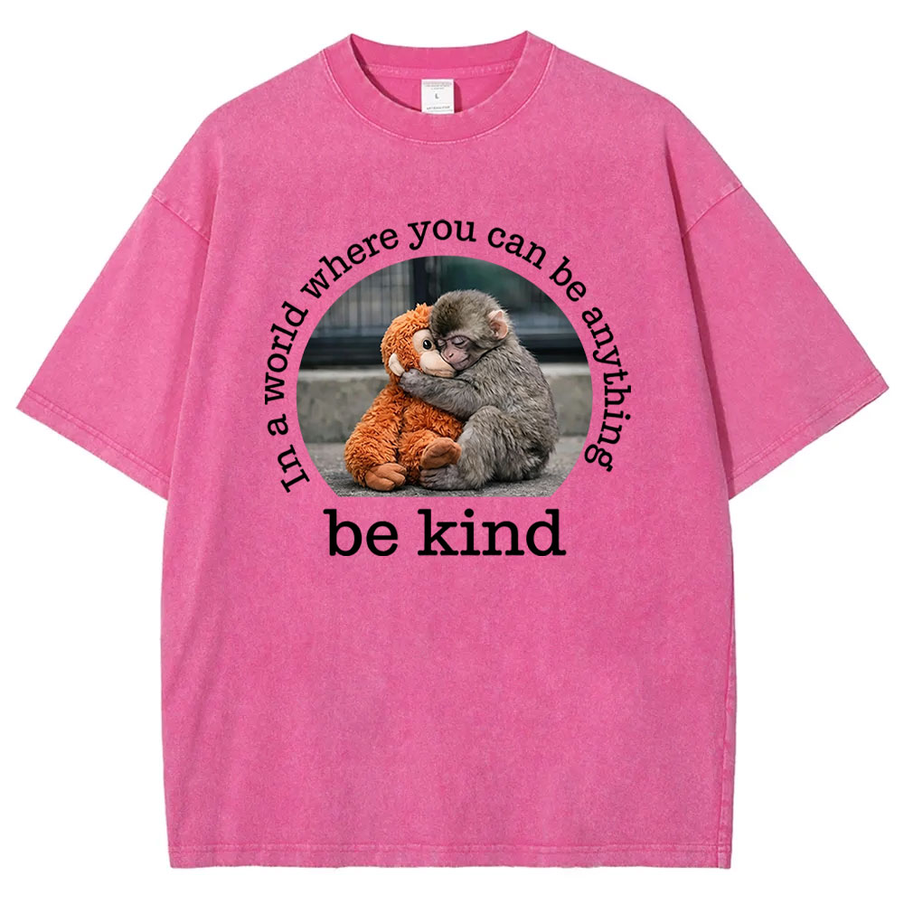 Baby Monkey Punch with Plush Toy Washed T-shirt