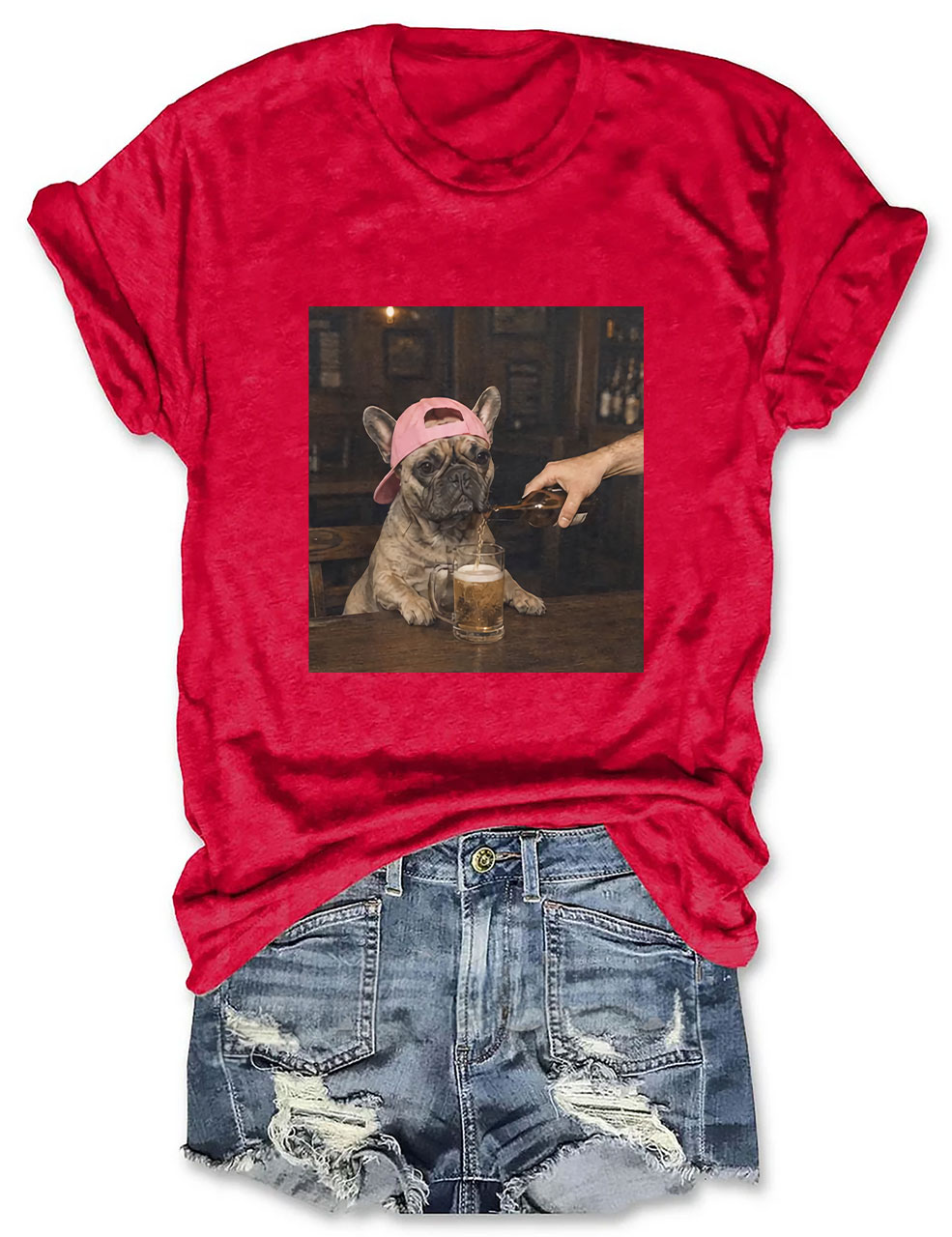 Stylish Funny French Bulldog Beer T-shirt