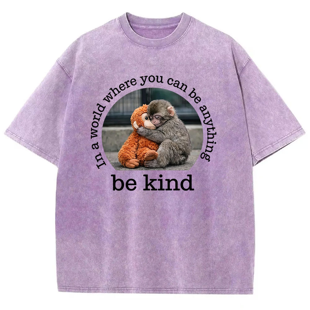 Baby Monkey Punch with Plush Toy Washed T-shirt
