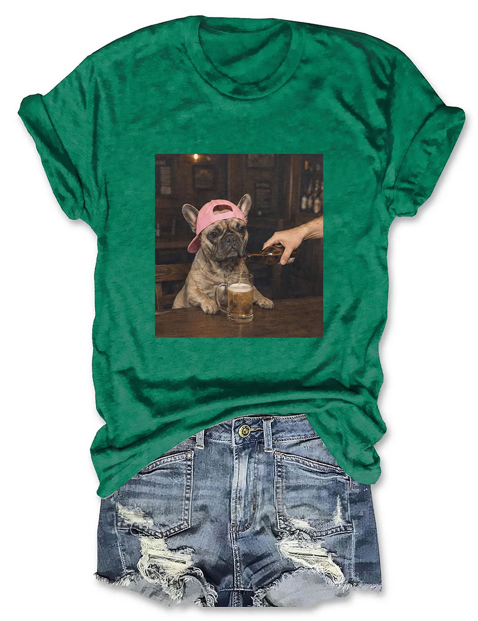 Stylish Funny French Bulldog Beer T-shirt