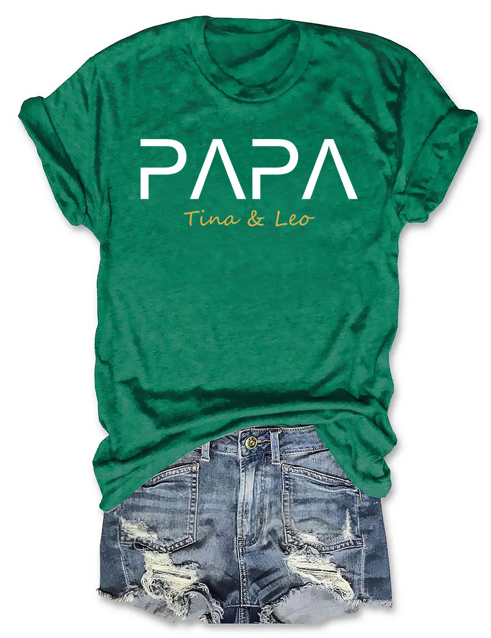 Custom PAPA With Child's Name T-shirt