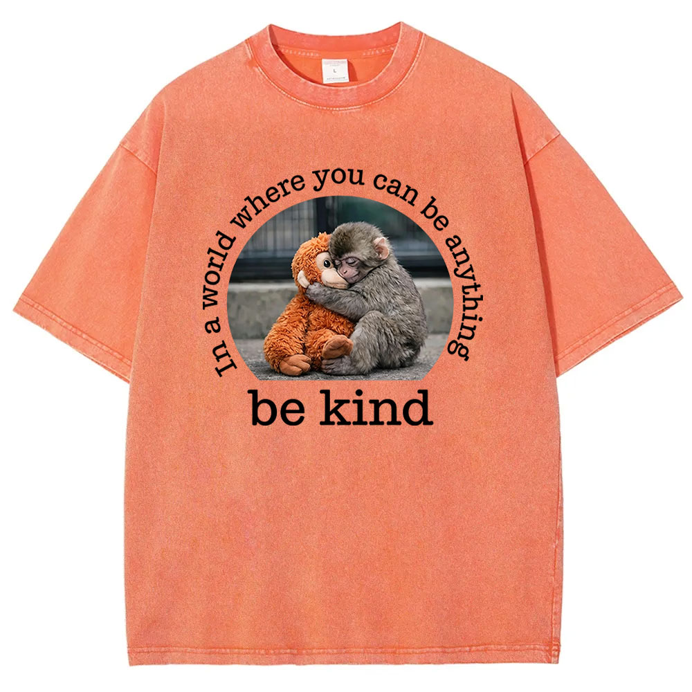 Baby Monkey Punch with Plush Toy Washed T-shirt