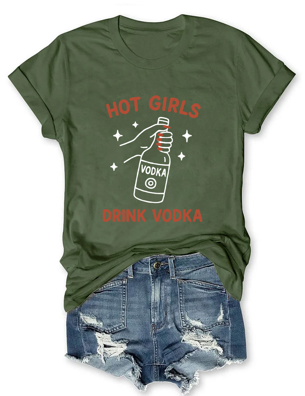 Hot Girls Drink Vodka Funny T-Shirt