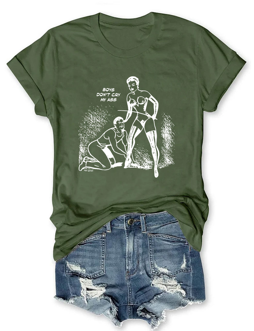 Boys Don't Cry My Ass Vintage Dominatrix Male Submission Funny T-Shirt