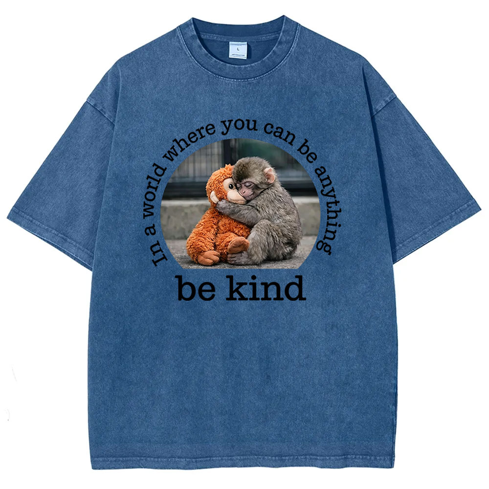 Baby Monkey Punch with Plush Toy Washed T-shirt