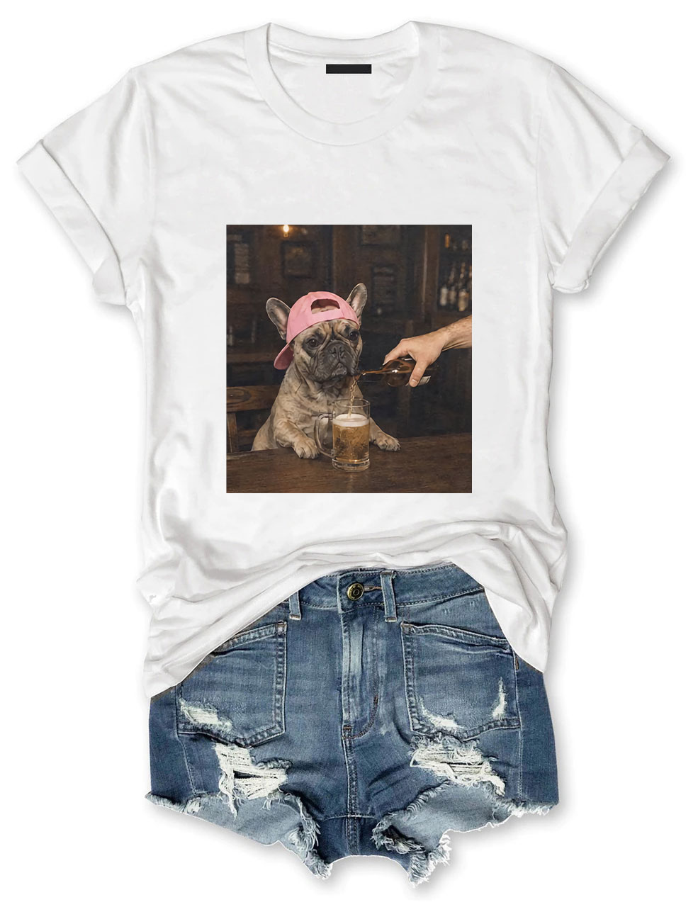 Stylish Funny French Bulldog Beer T-shirt