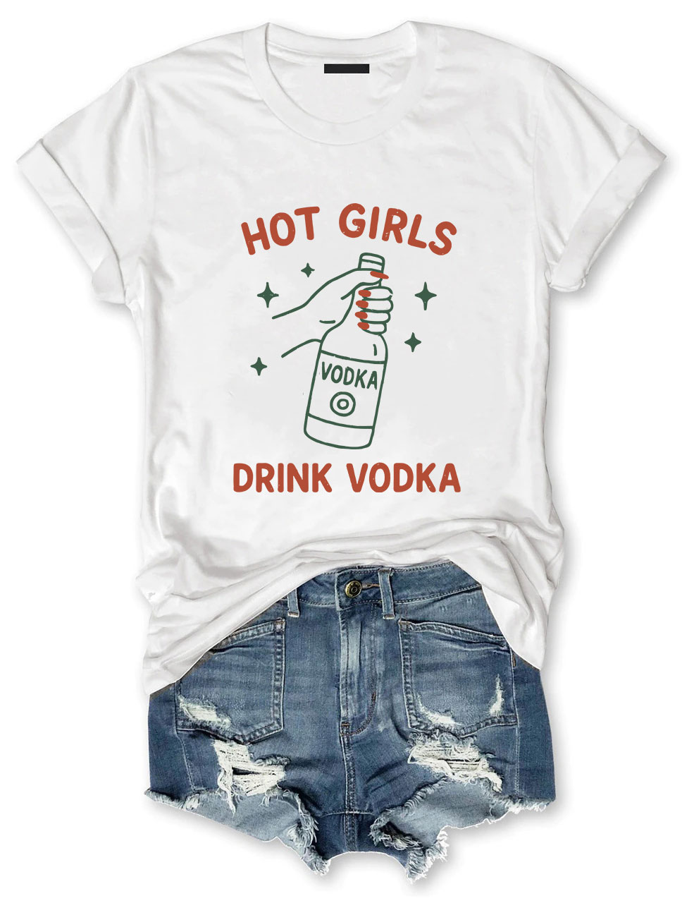 Hot Girls Drink Vodka Funny T-Shirt