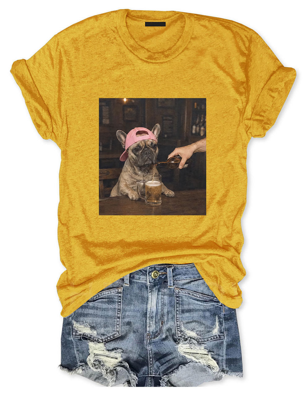 Stylish Funny French Bulldog Beer T-shirt