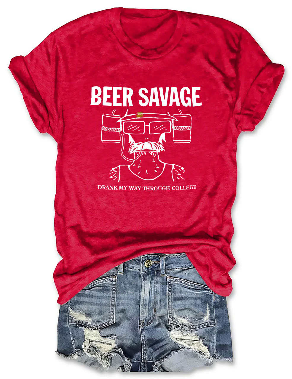 Beer Savage Drank My Way Through College Funny T-Shirt