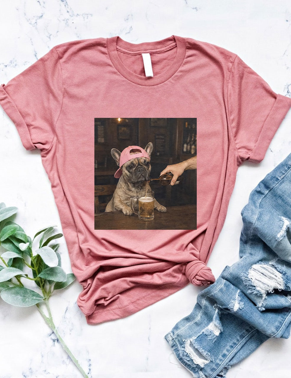 Stylish Funny French Bulldog Beer T-shirt