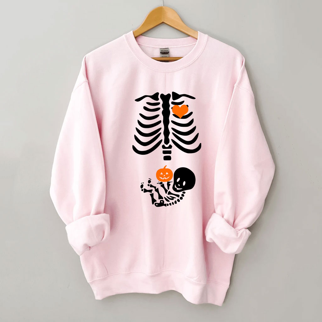 Skeleton Halloween Funny Pregnancy Announcement Sweatshirt