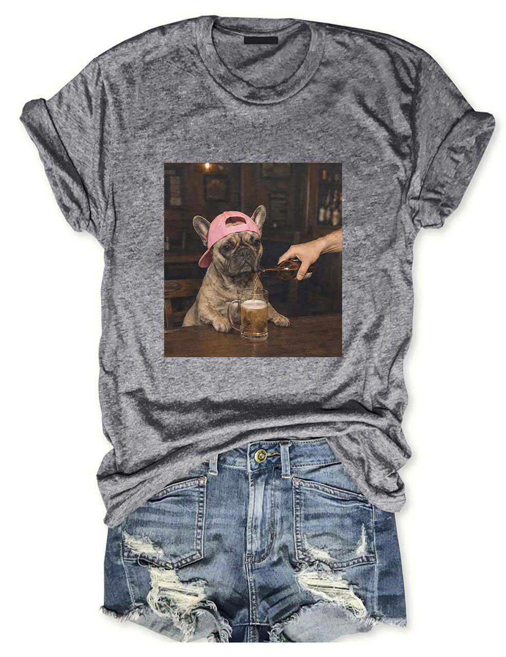 Stylish Funny French Bulldog Beer T-shirt