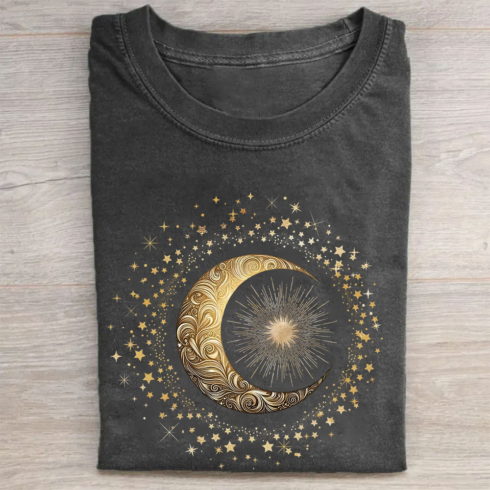 Mystic Moon Phase Unisex Funny Washed T-shirt