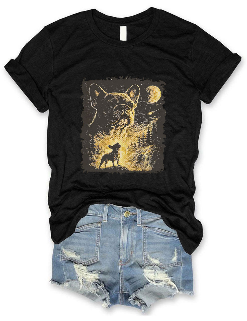 French Bulldog Howling To The Moon Funny T-shirt