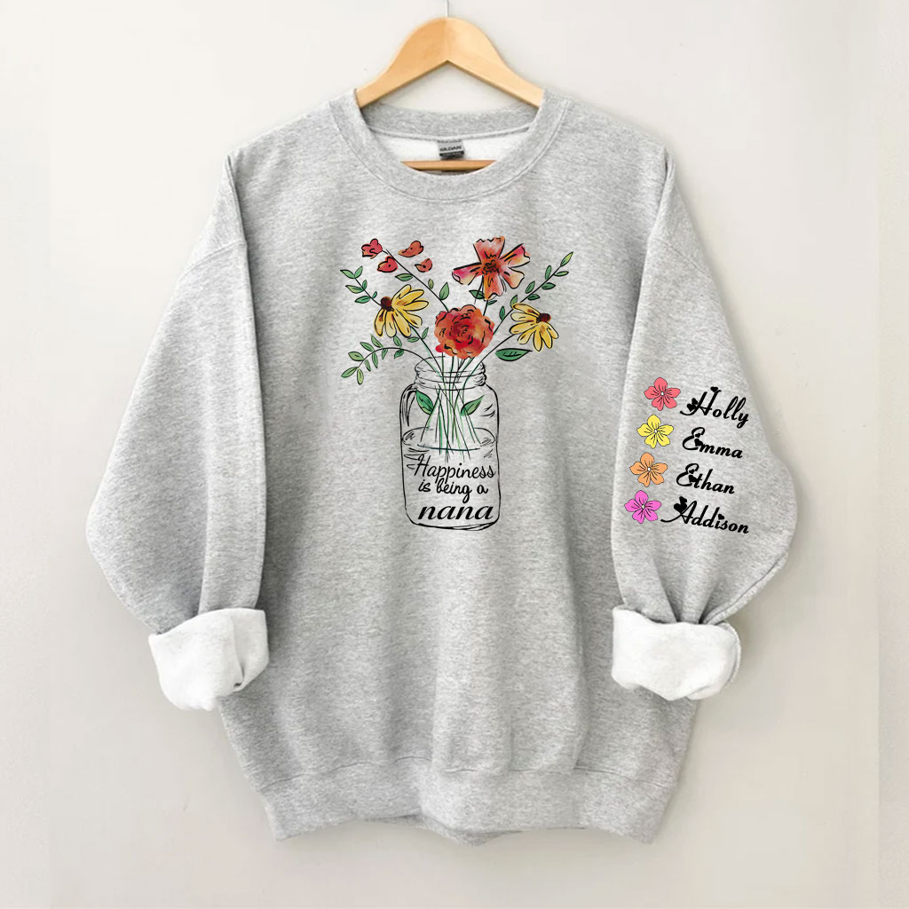 Happiness Is Being A Nana Flower Watercolor Sweatshirt