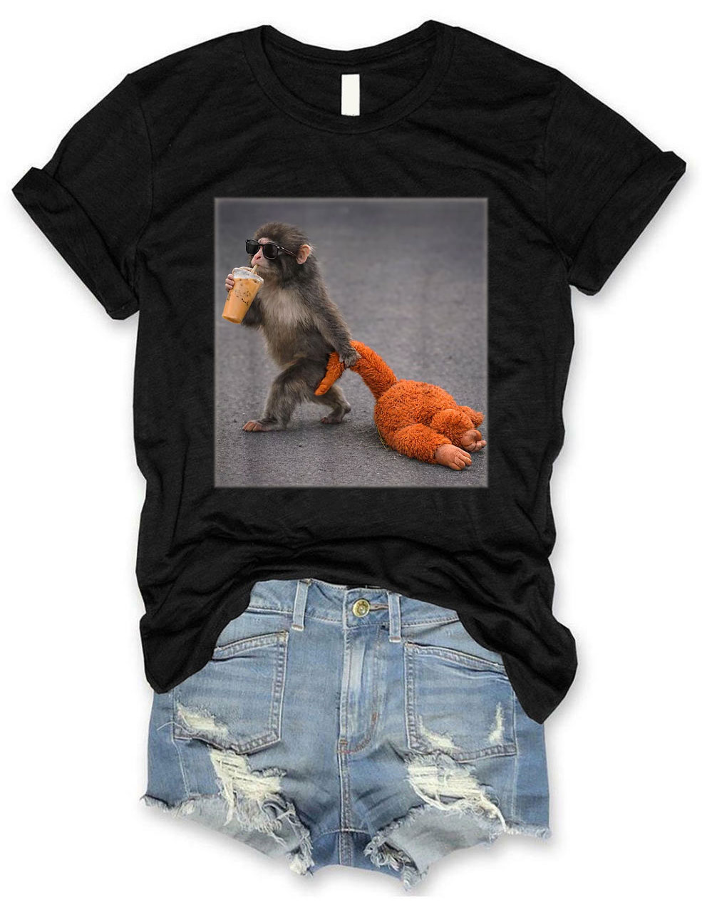 Baby Monkey Punch with Plush Toy T-Shirt
