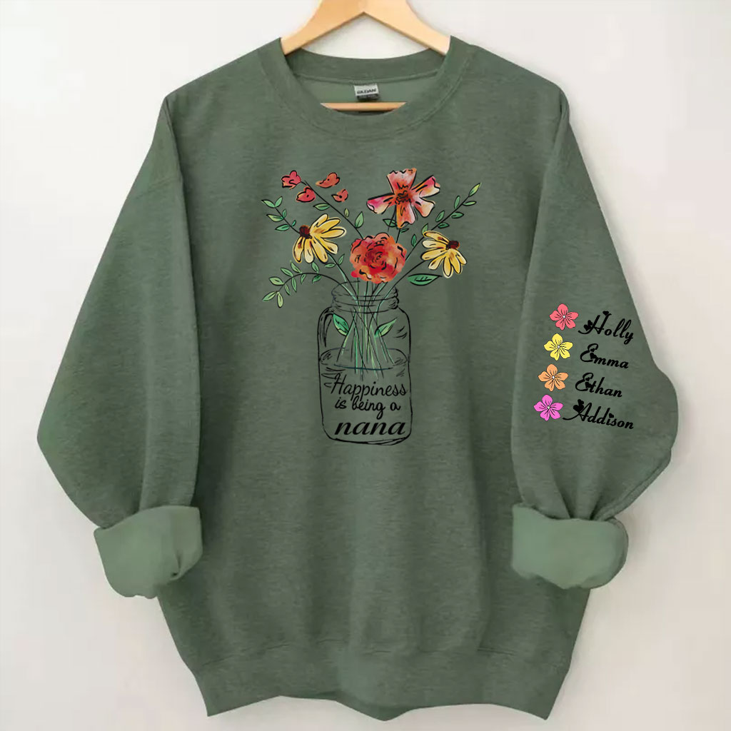 Happiness Is Being A Nana Flower Watercolor Sweatshirt