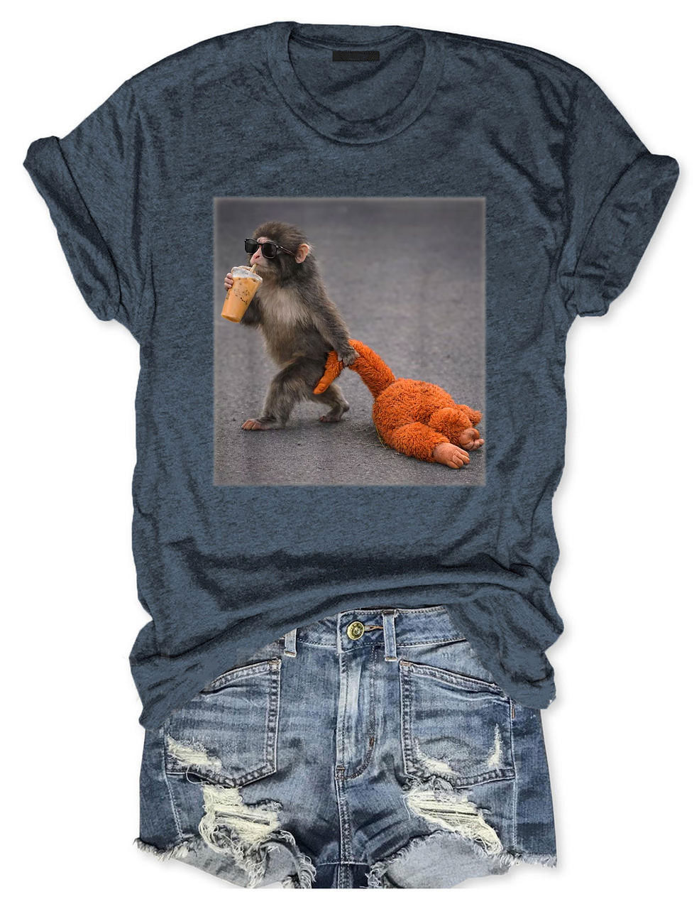 Baby Monkey Punch with Plush Toy T-Shirt