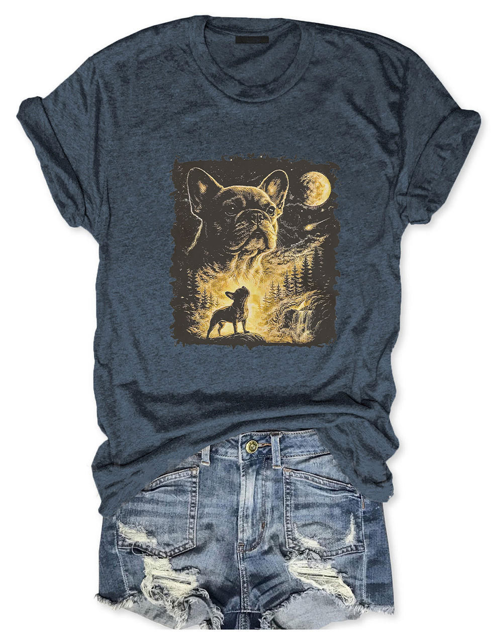 French Bulldog Howling To The Moon Funny T-shirt