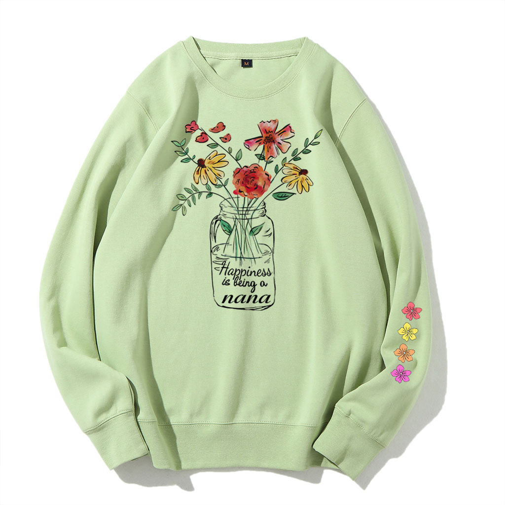 Happiness Is Being A Nana Flower Watercolor Sweatshirt